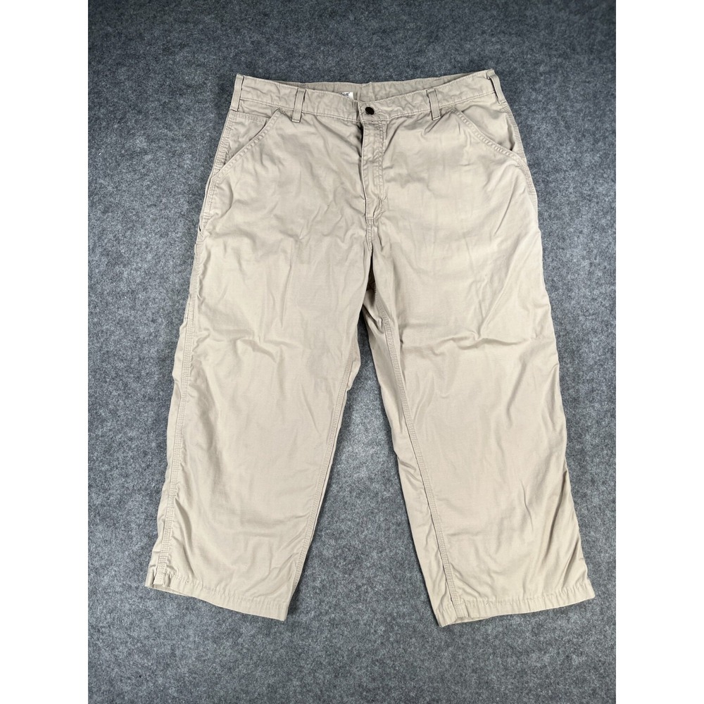 Carhartt Pants Men's 38x30 Dungaree Fit Beige Work Pants Stretch